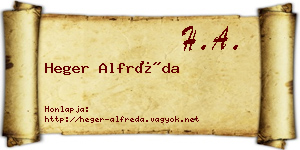 Heger Alfréda névjegykártya